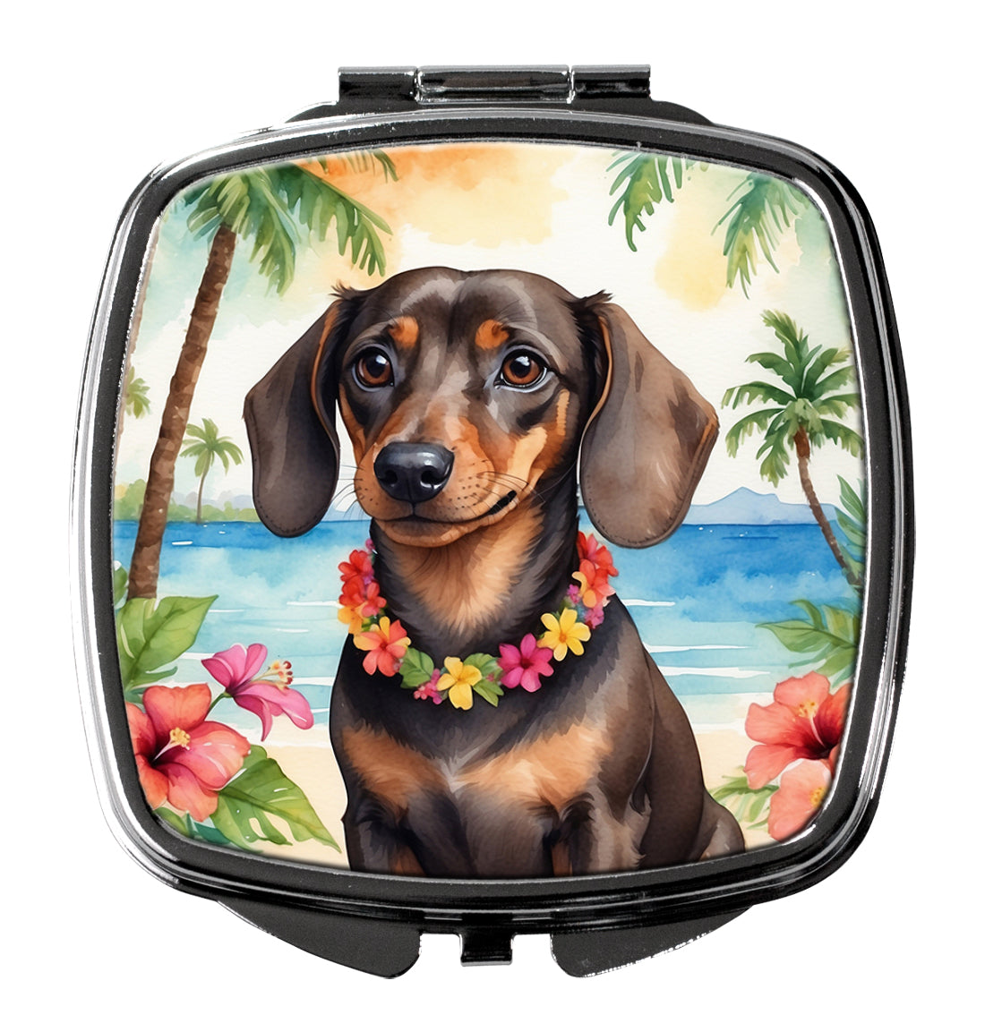 3 x 2.75 in. Dachshund Luau Compact Mirror