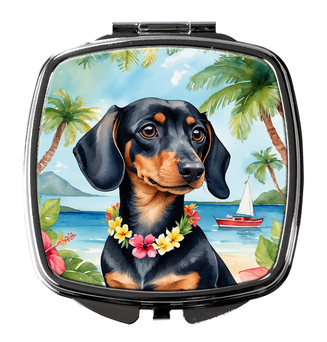 3 x 2.75 in. Dachshund Luau Compact Mirror