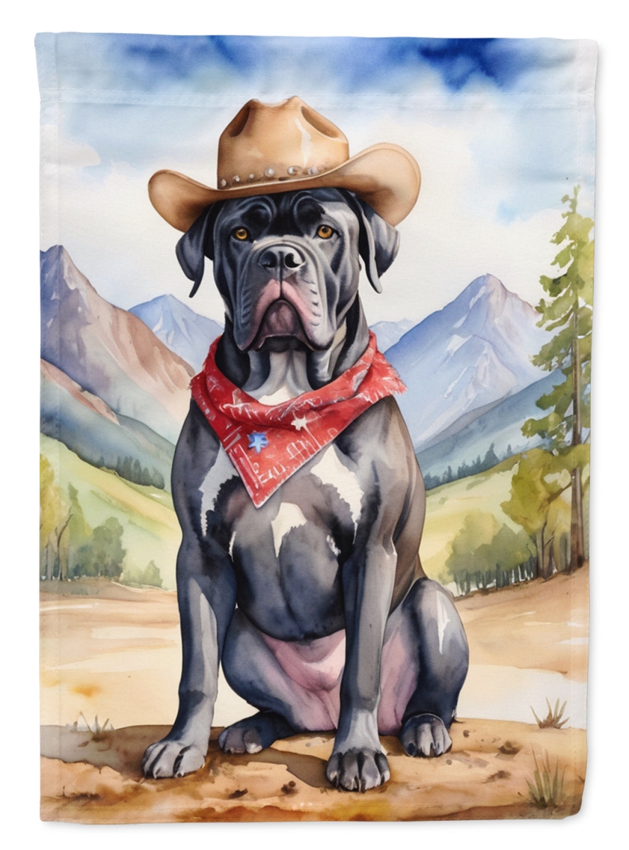 15.5 x 11.25 in. Cane Corso Cowboy Welcome Garden Flag