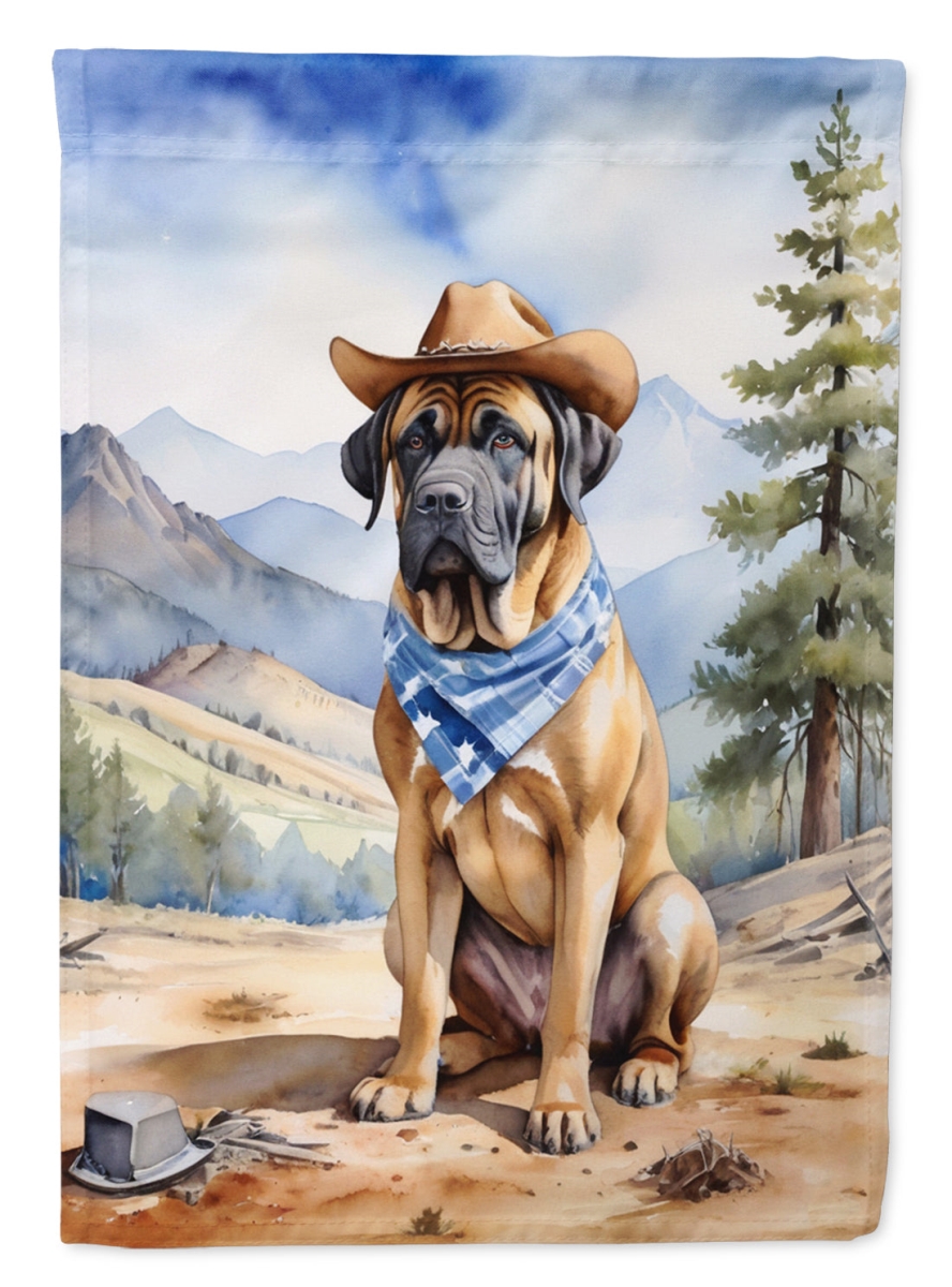 40 x 28 in. Mastiff Cowboy Welcome House Flag