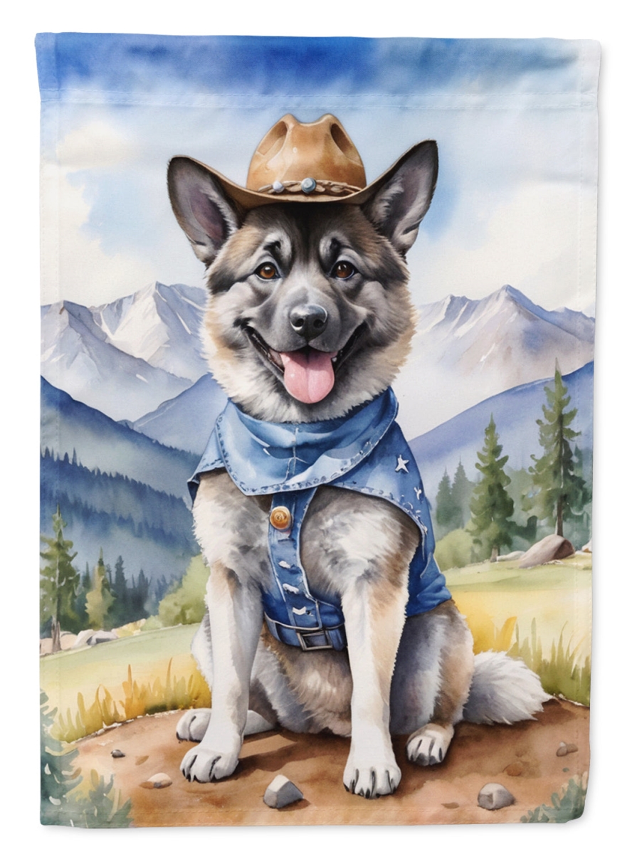 40 x 28 in. Norwegian Elkhound Cowboy Welcome House Flag