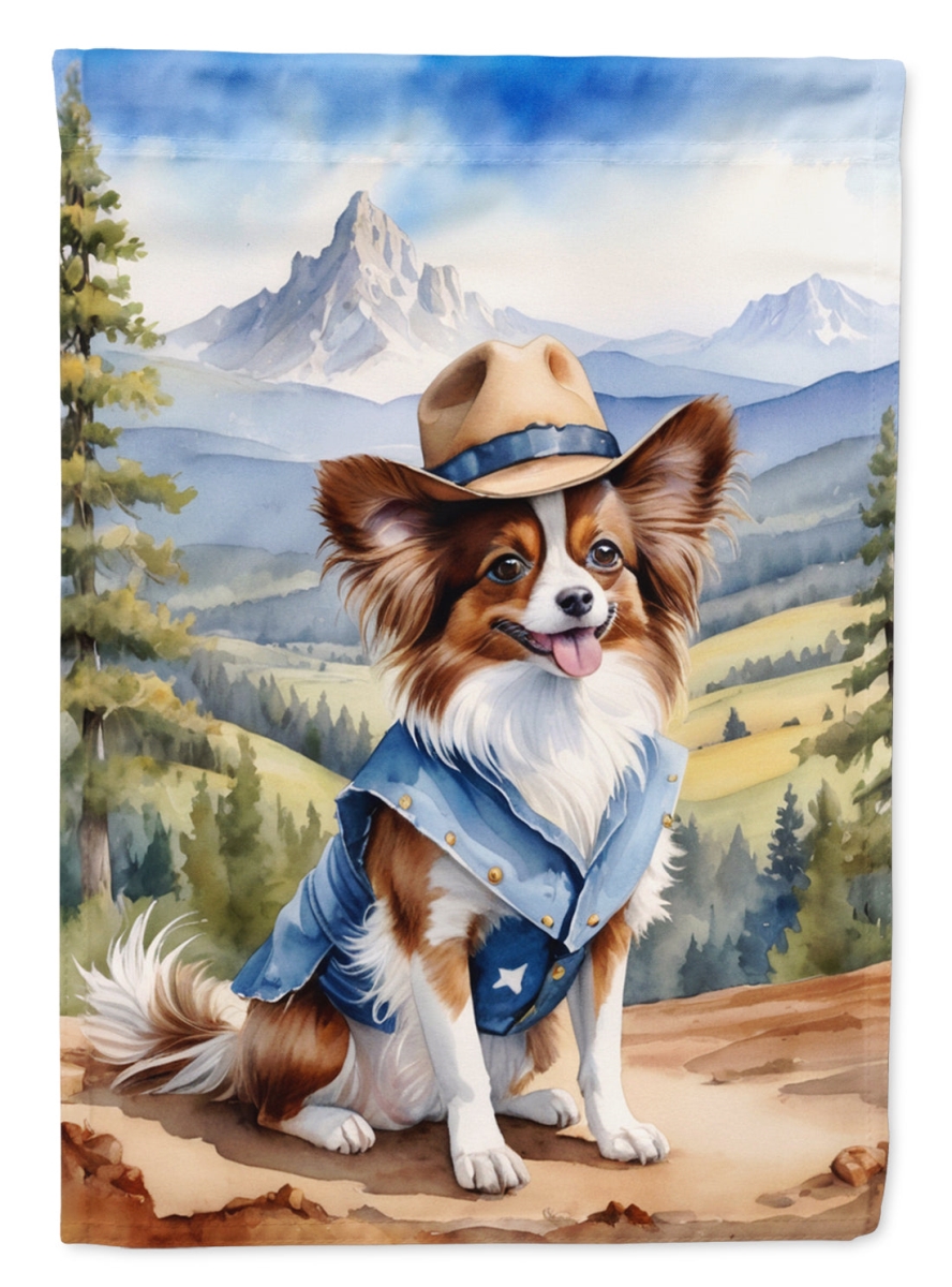 40 x 28 in. Papillon Cowboy Welcome House Flag