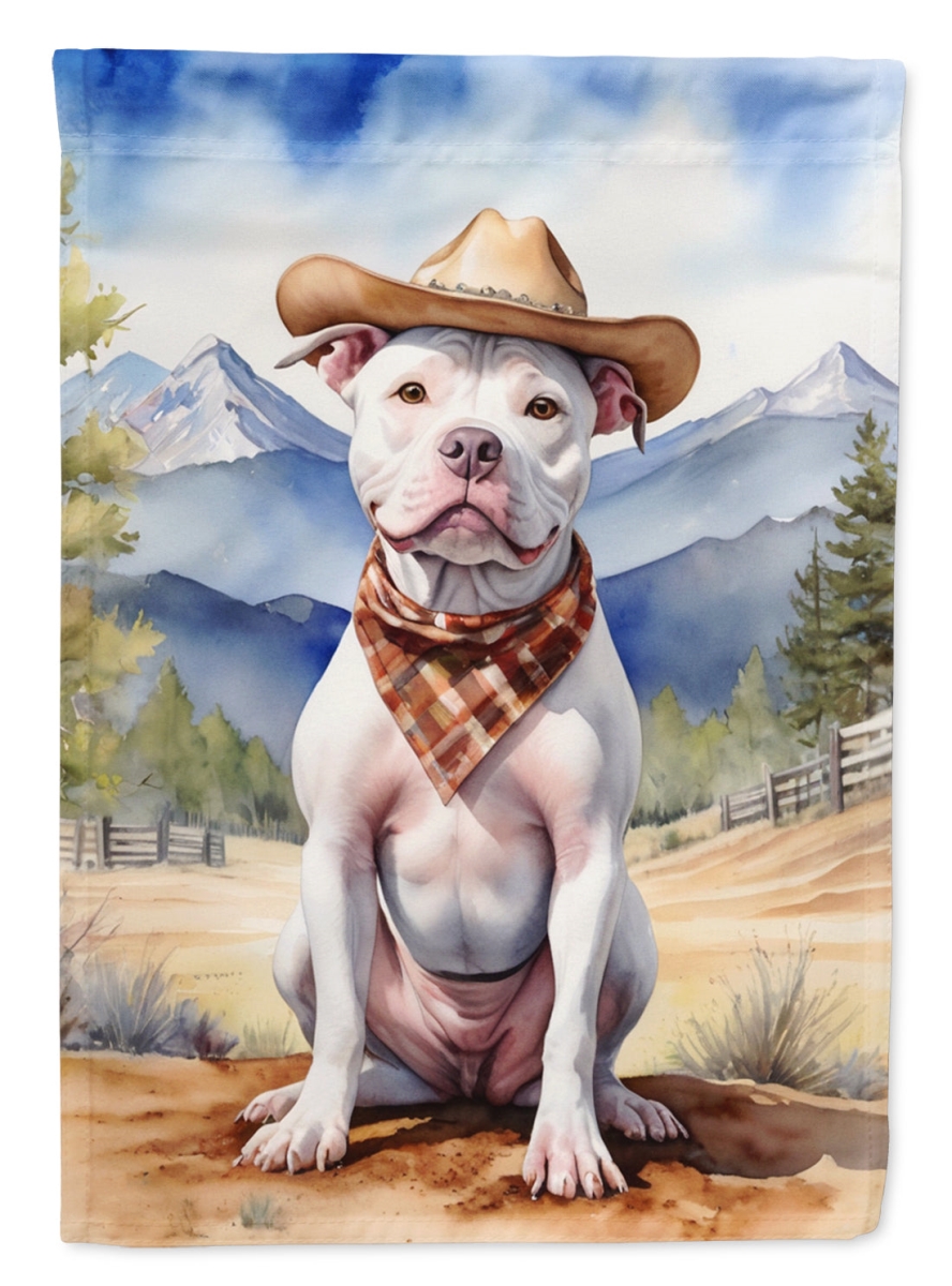40 x 28 in. Pit Bull Terrier Cowboy Welcome House Flag