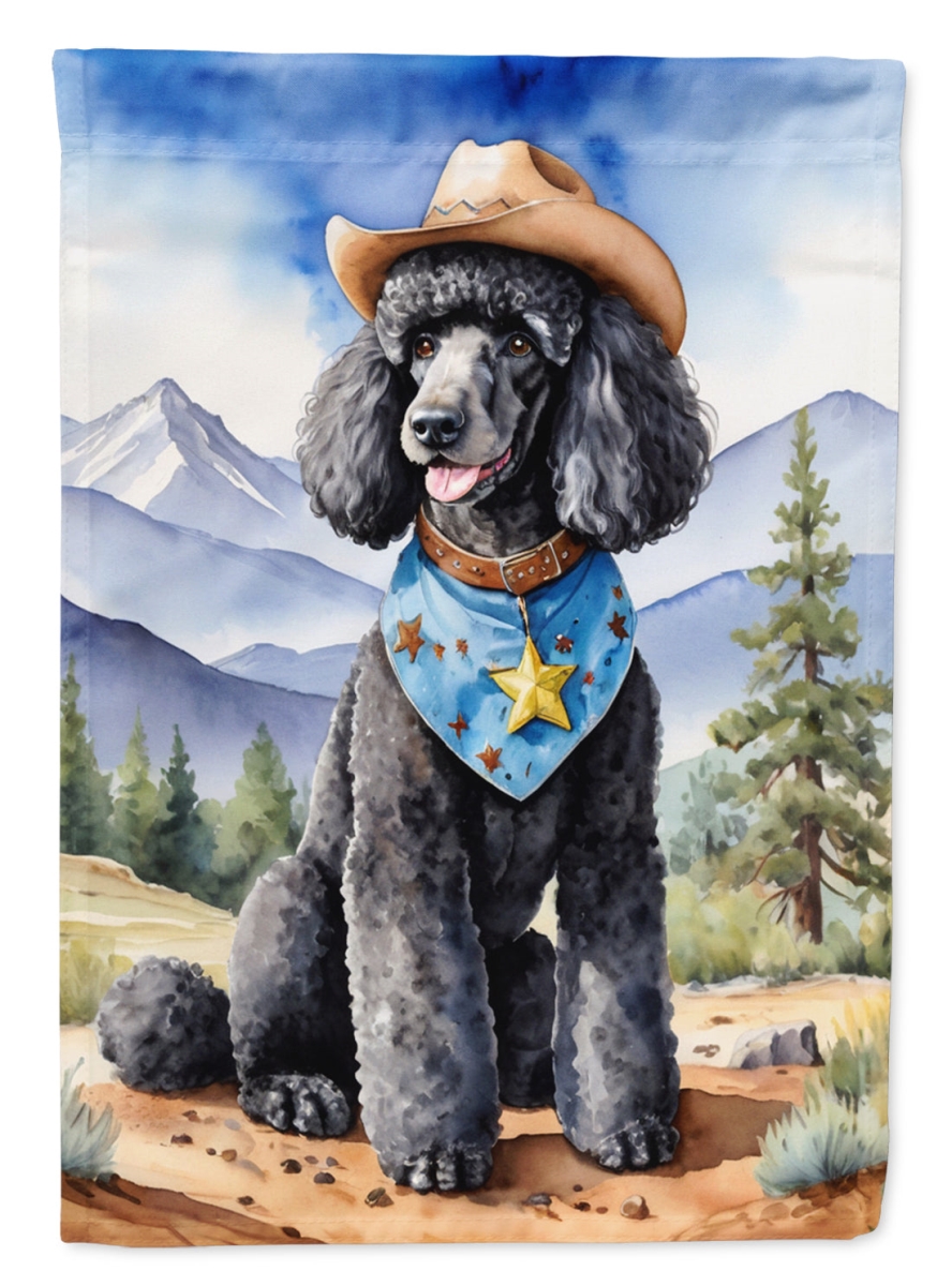 40 x 28 in. Black Poodle Cowboy Welcome House Flag