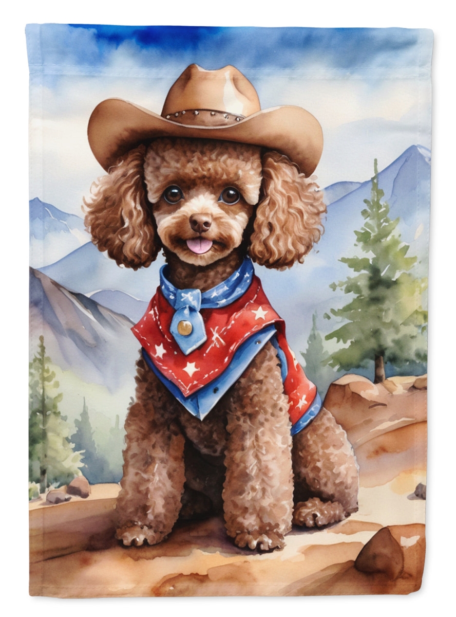 40 x 28 in. Poodle Cowboy Welcome House Flag