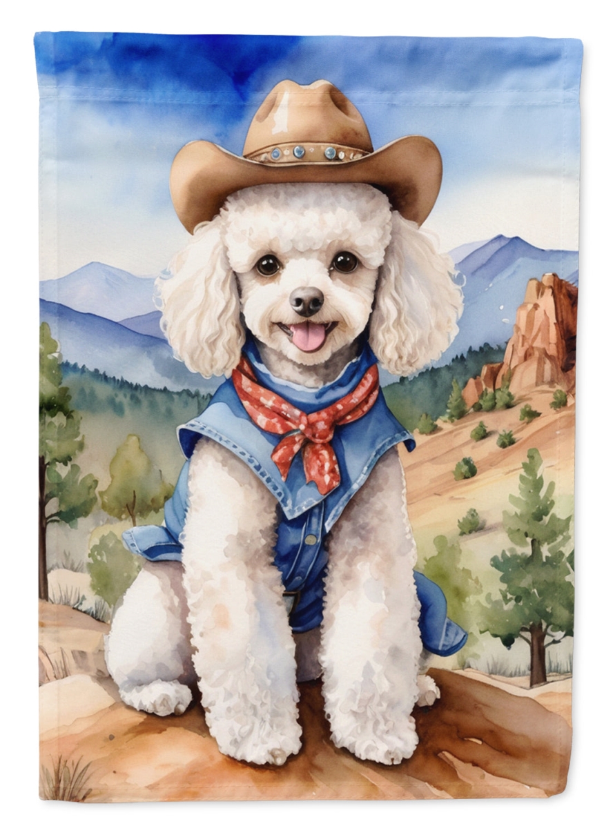 40 x 28 in. Poodle Cowboy Welcome House Flag