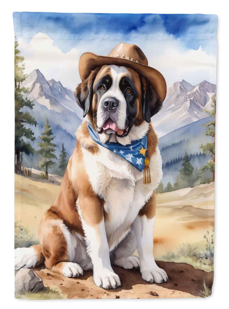 40 x 28 in. Saint Bernard Cowboy Welcome House Flag