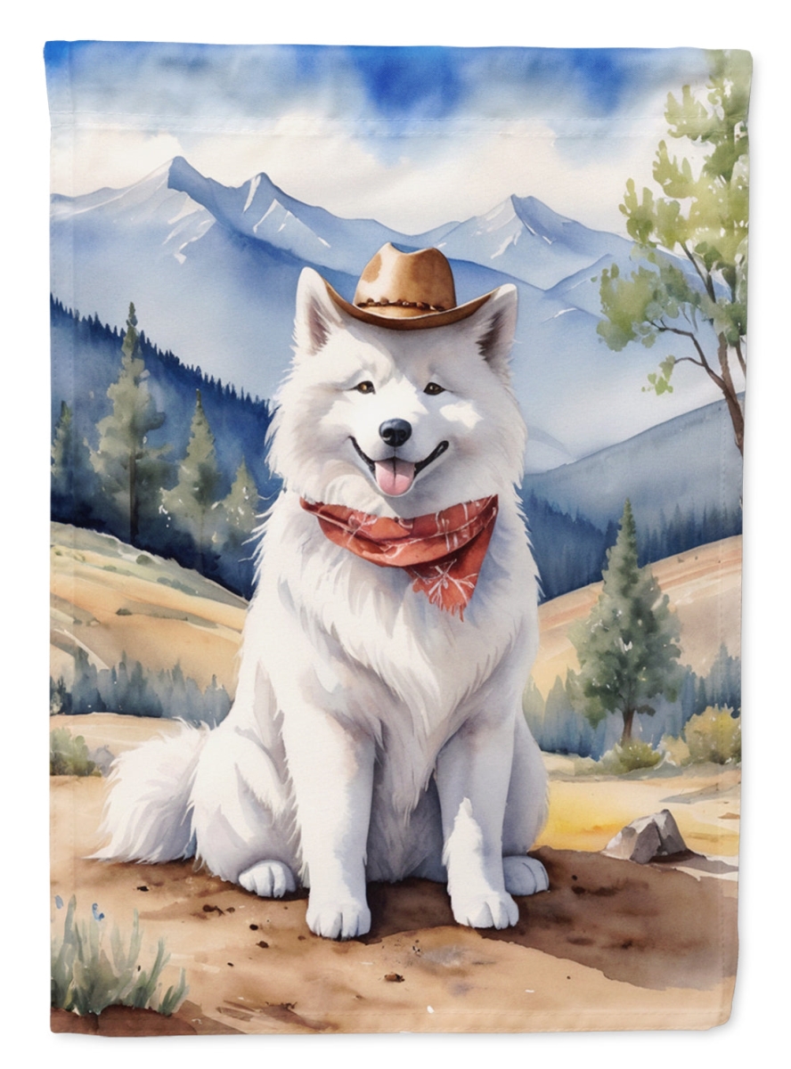 40 x 28 in. Samoyed Cowboy Welcome House Flag