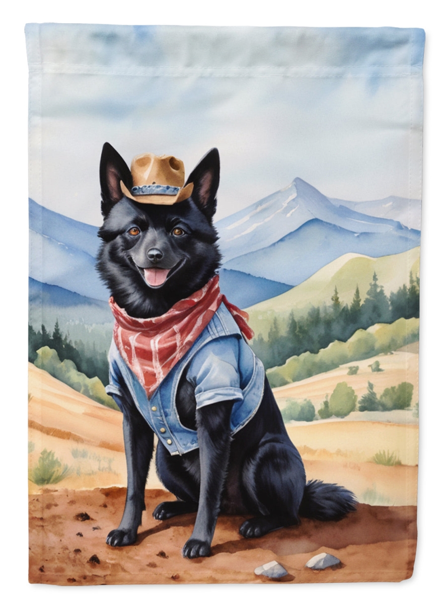 40 x 28 in. Schipperke Cowboy Welcome House Flag