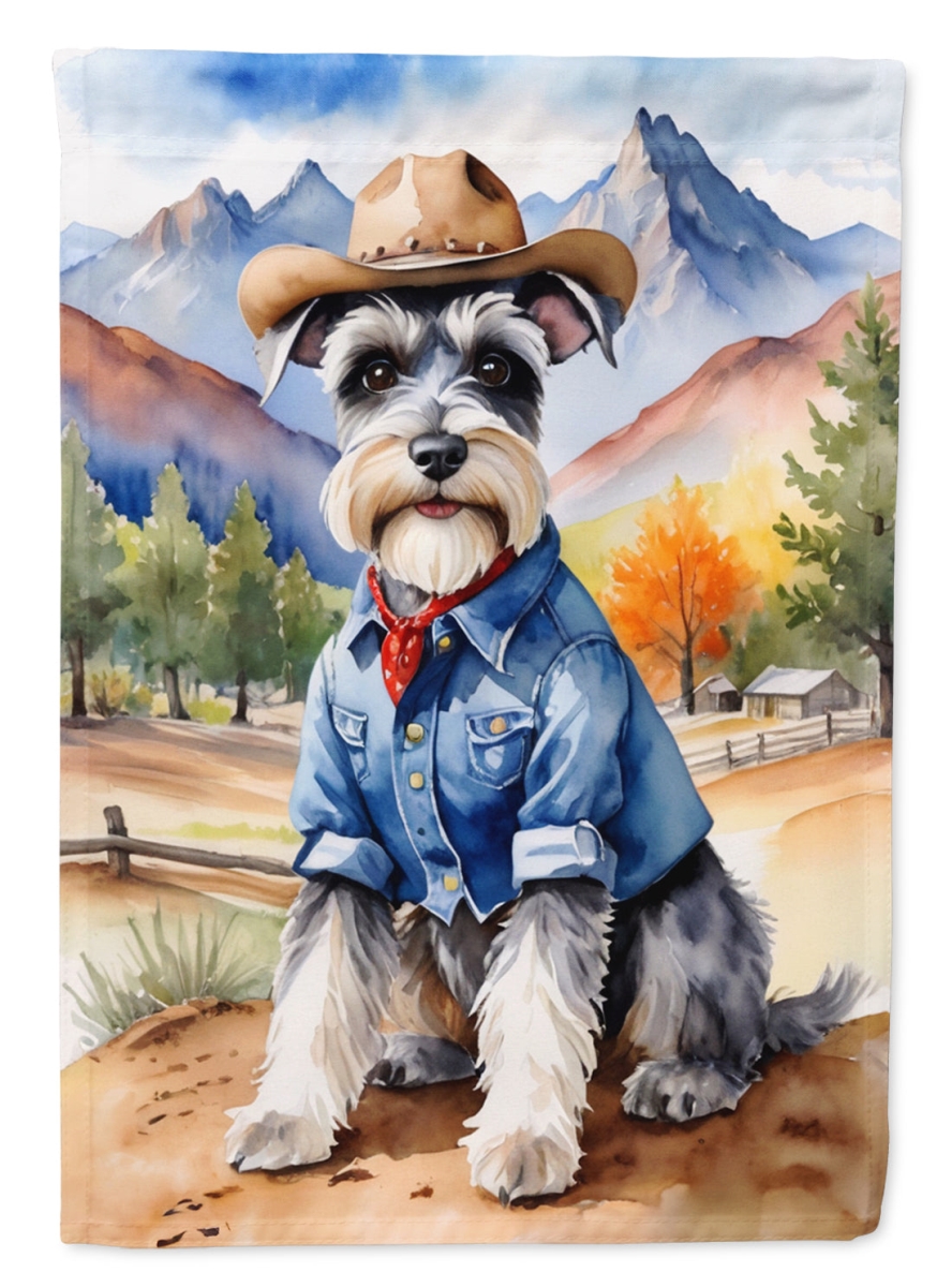 40 x 28 in. Schnauzer Cowboy Welcome House Flag