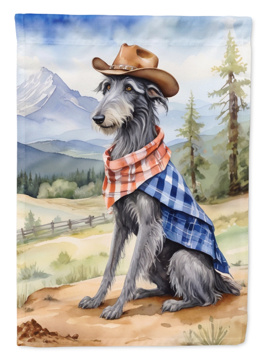 40 x 28 in. Scottish Deerhound Cowboy Welcome House Flag