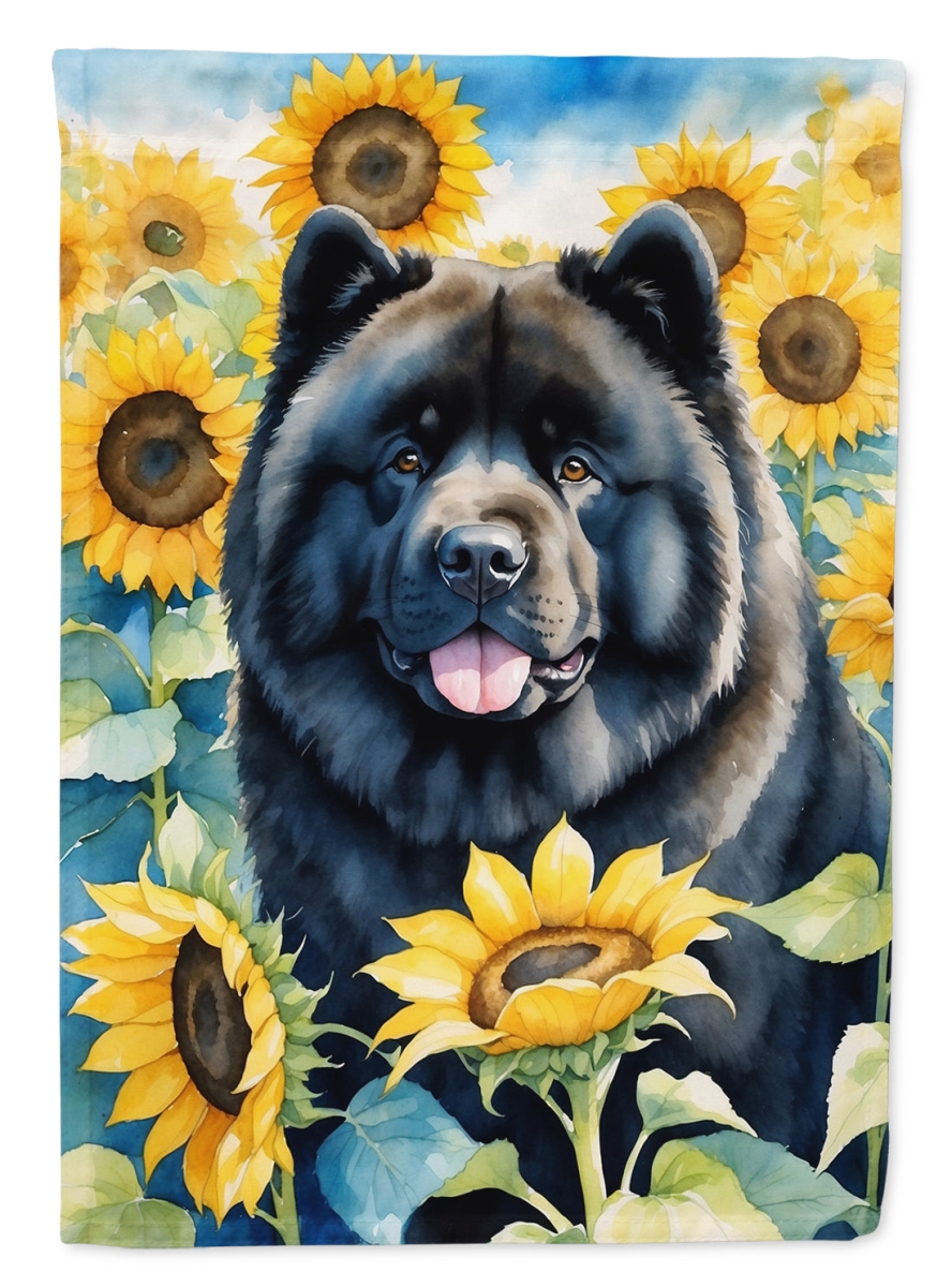 40 x 28 in. Chow Chow in Sunflowers House Flag