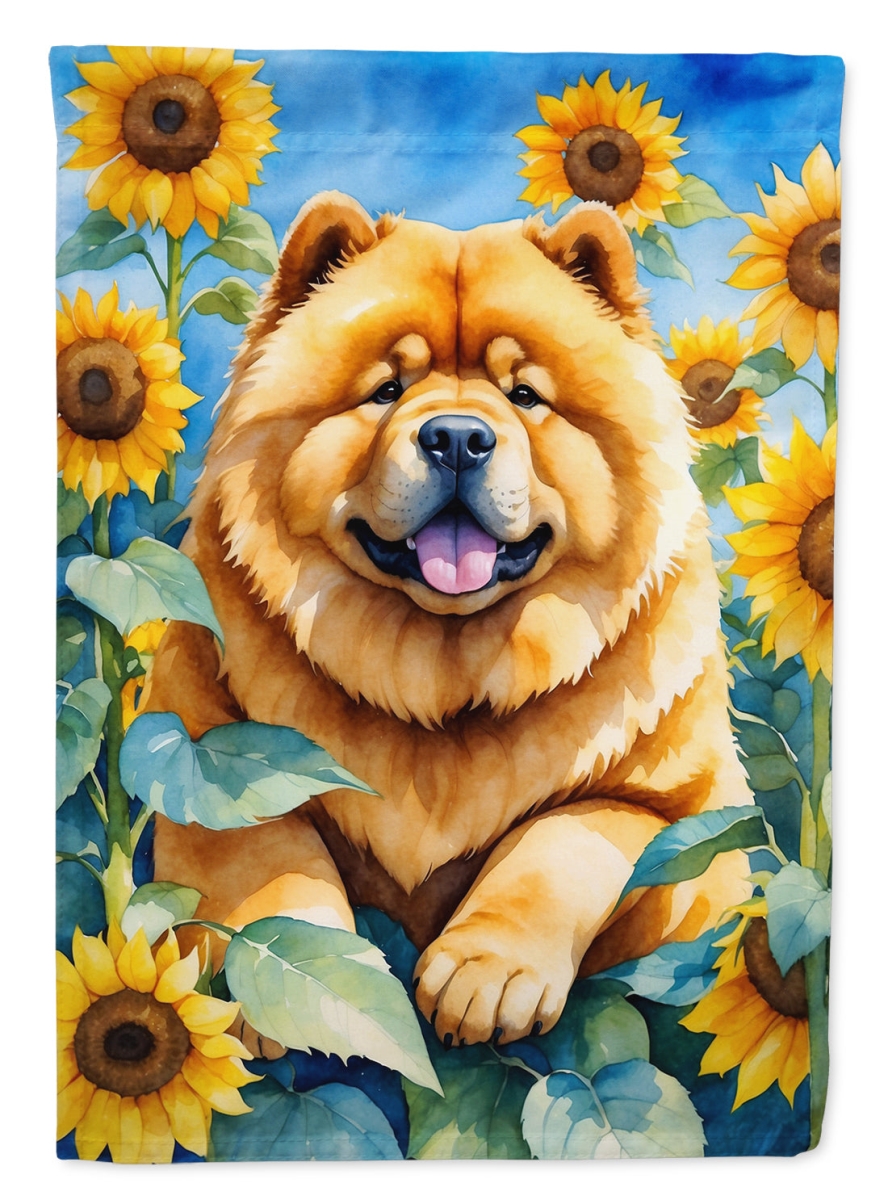 40 x 28 in. Chow Chow in Sunflowers House Flag