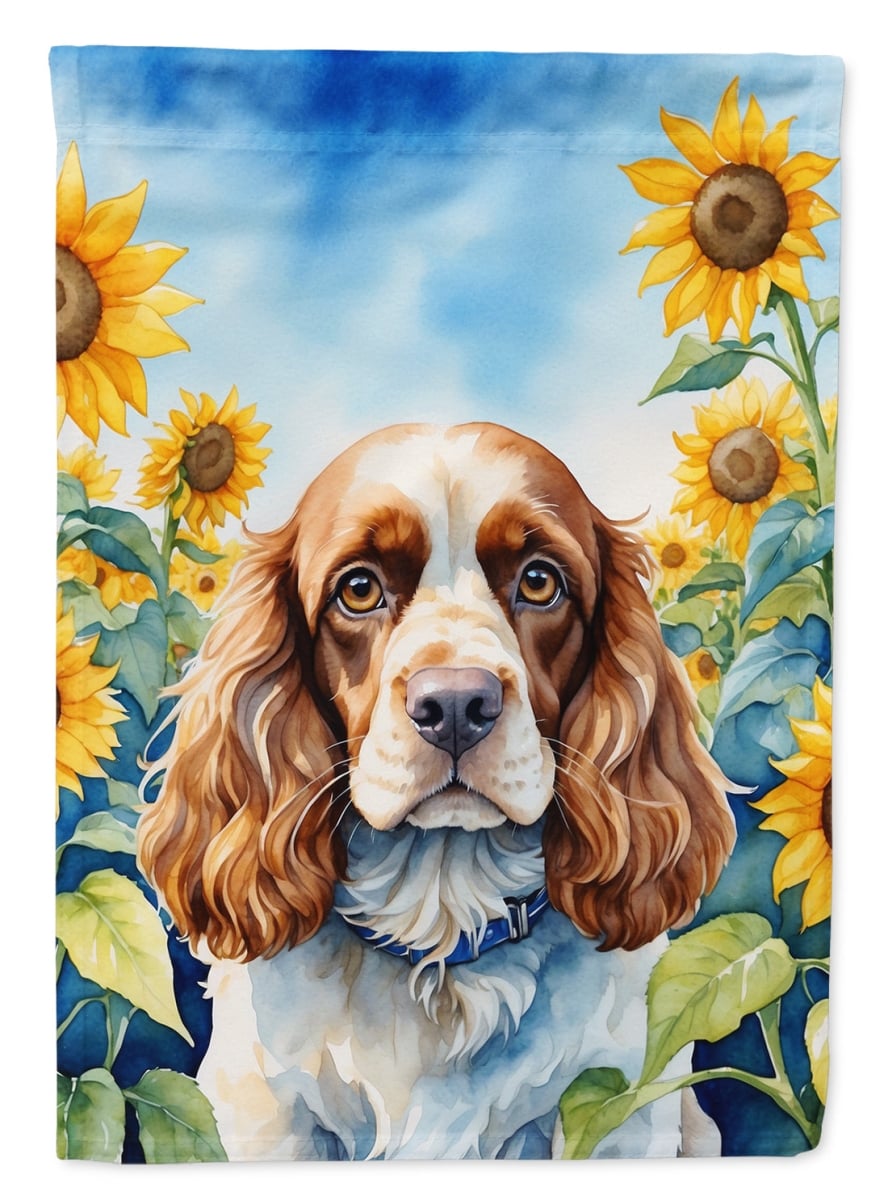 40 x 28 in. Cocker Spaniel in Sunflowers House Flag