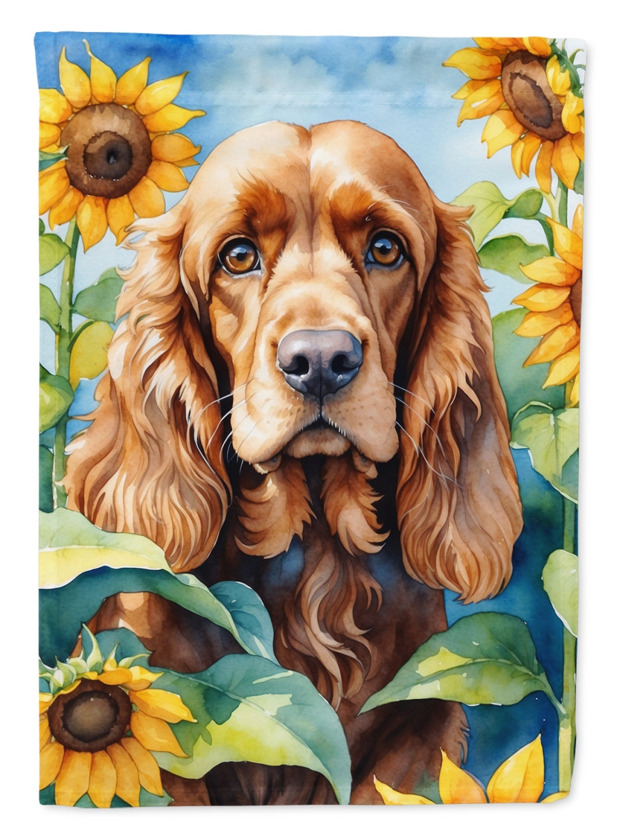 40 x 28 in. Cocker Spaniel in Sunflowers House Flag