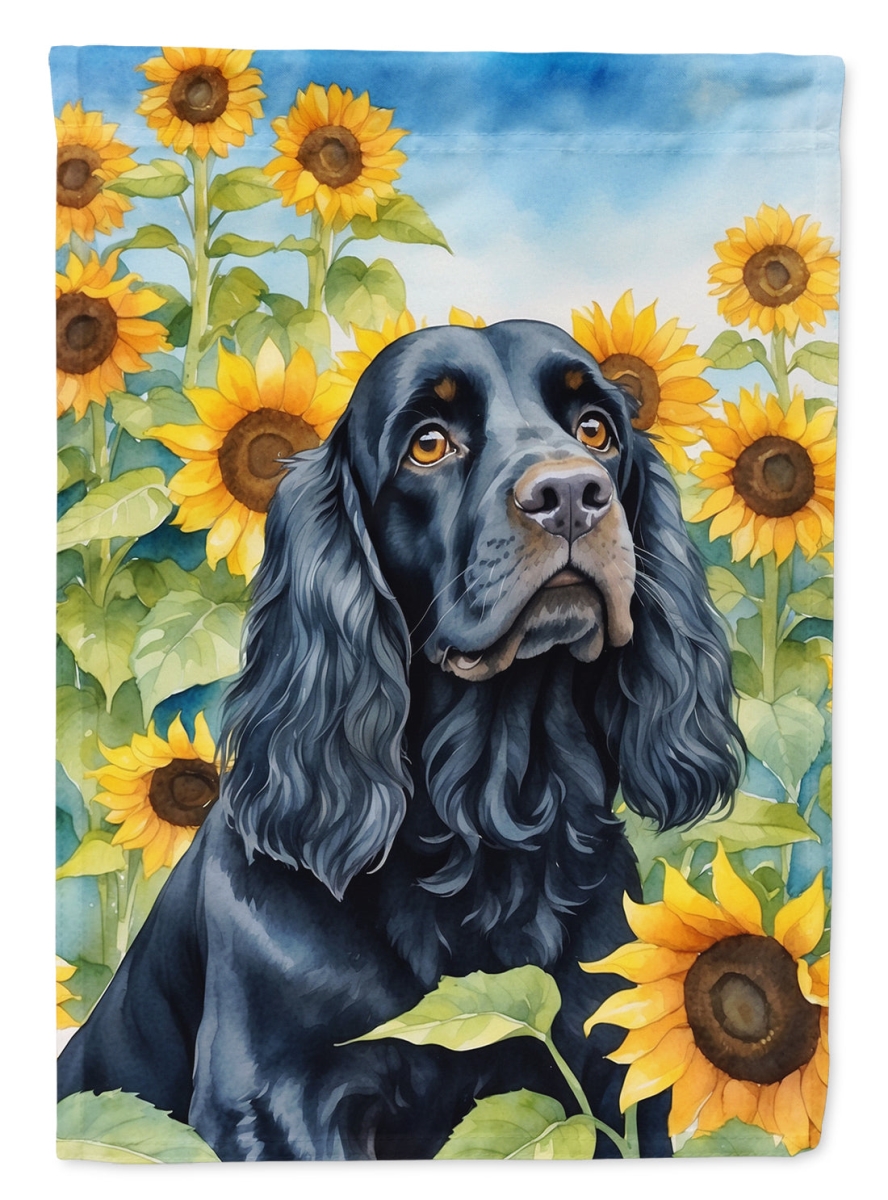 40 x 28 in. Cocker Spaniel in Sunflowers House Flag