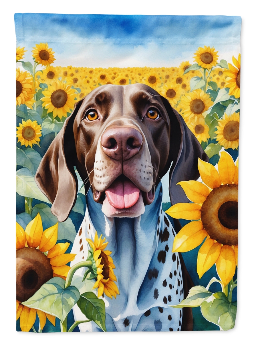 40 x 28 in. German Shorthaired Pointer in Sunflowers House Flag