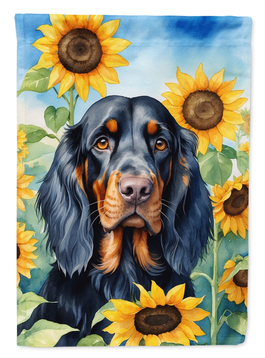 40 x 28 in. Gordon Setter in Sunflowers House Flag