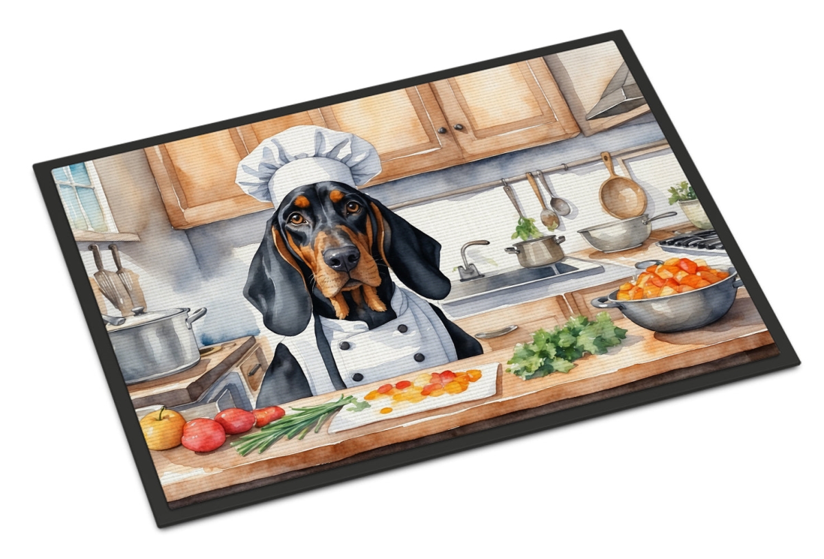 18 x 27 in. Black & Tan Coonhound The Chef Doormat