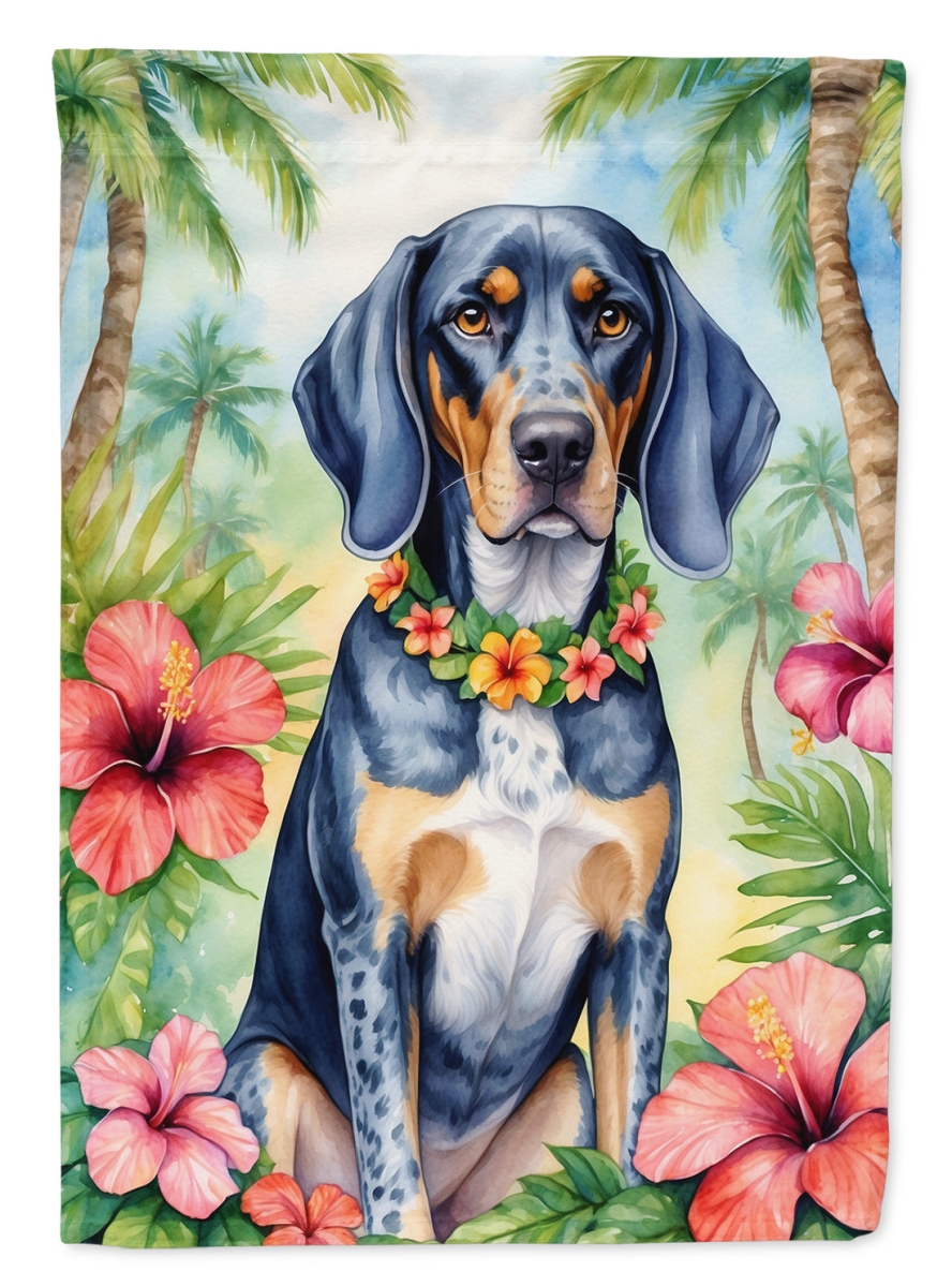 15.5 x 11.25 in. Bluetick Coonhound Luau Garden Flag