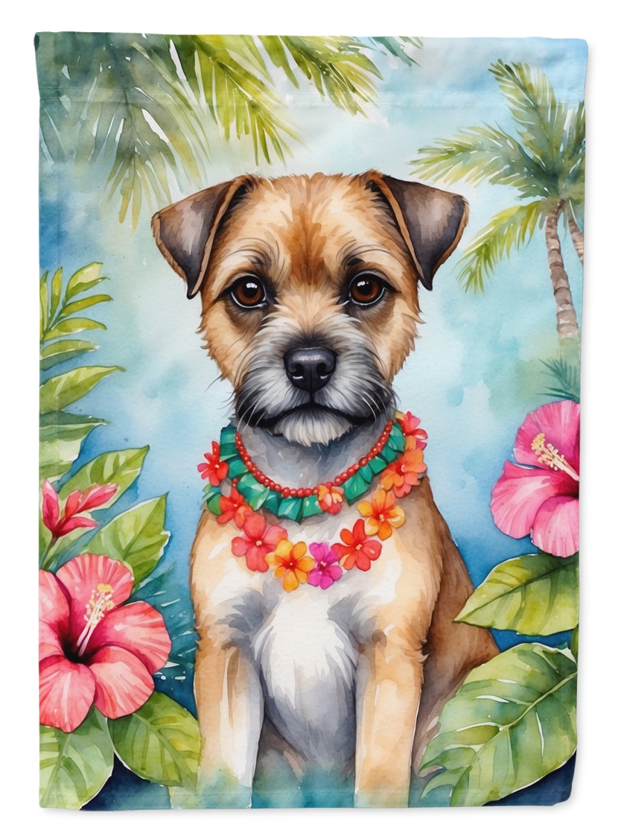 15.5 x 11.25 in. Border Terrier Luau Garden Flag