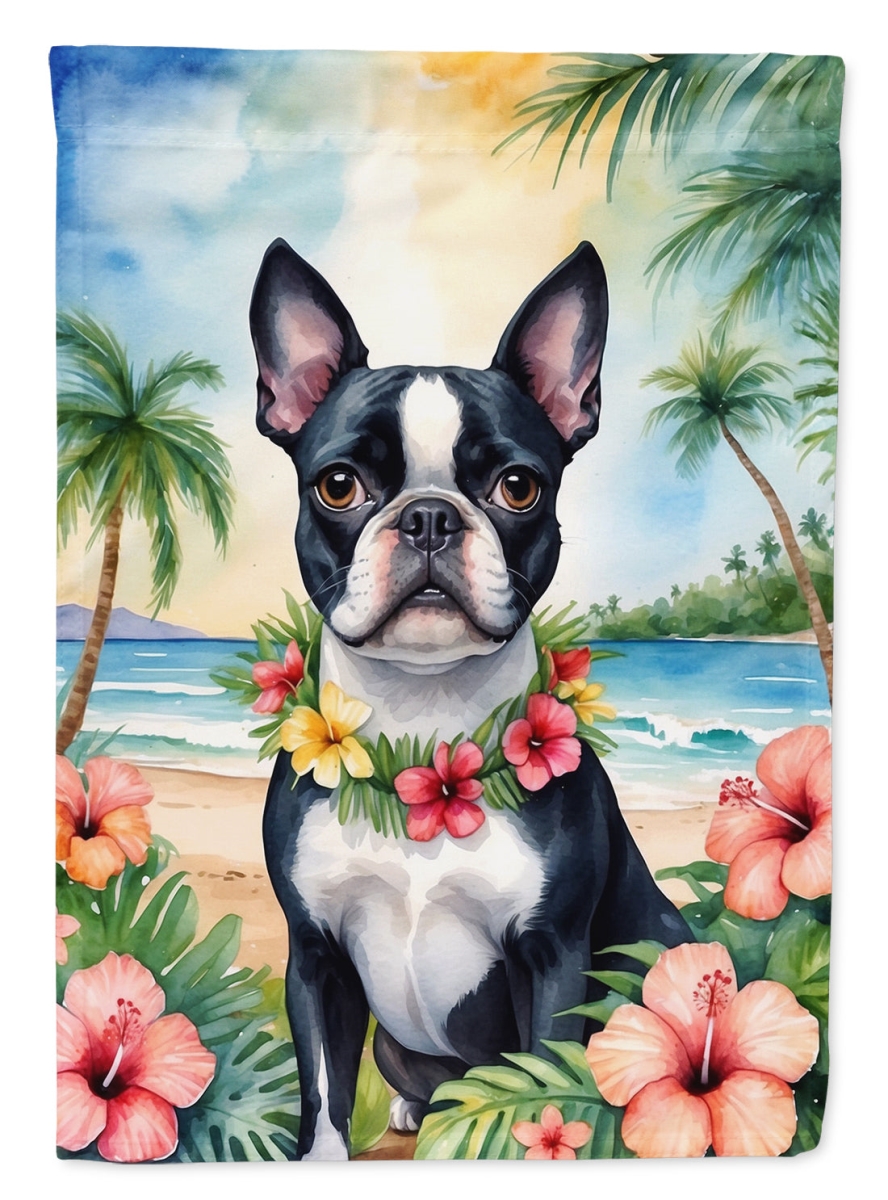 15.5 x 11.25 in. Boston Terrier Luau Garden Flag