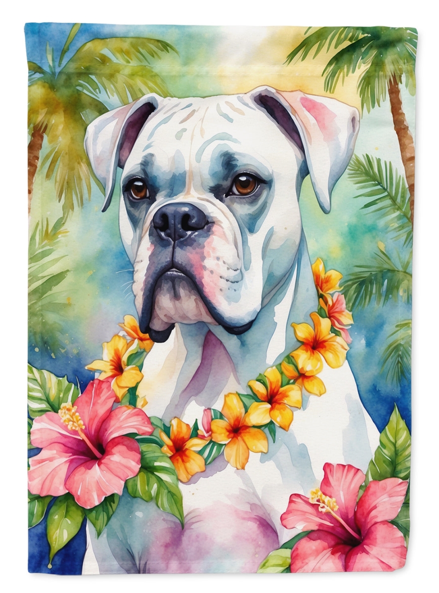 15.5 x 11.25 in. White Boxer Luau Garden Flag