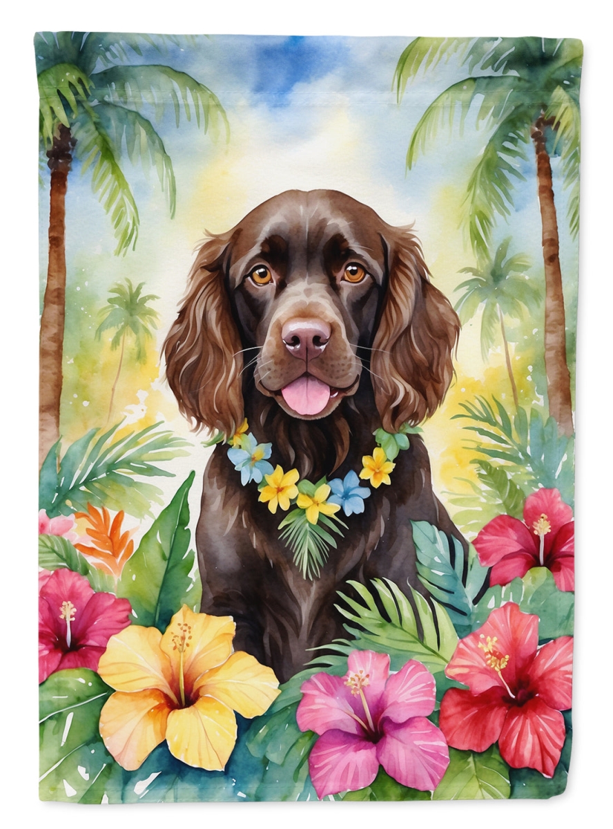 15.5 x 11.25 in. Boykin Spaniel Luau Garden Flag
