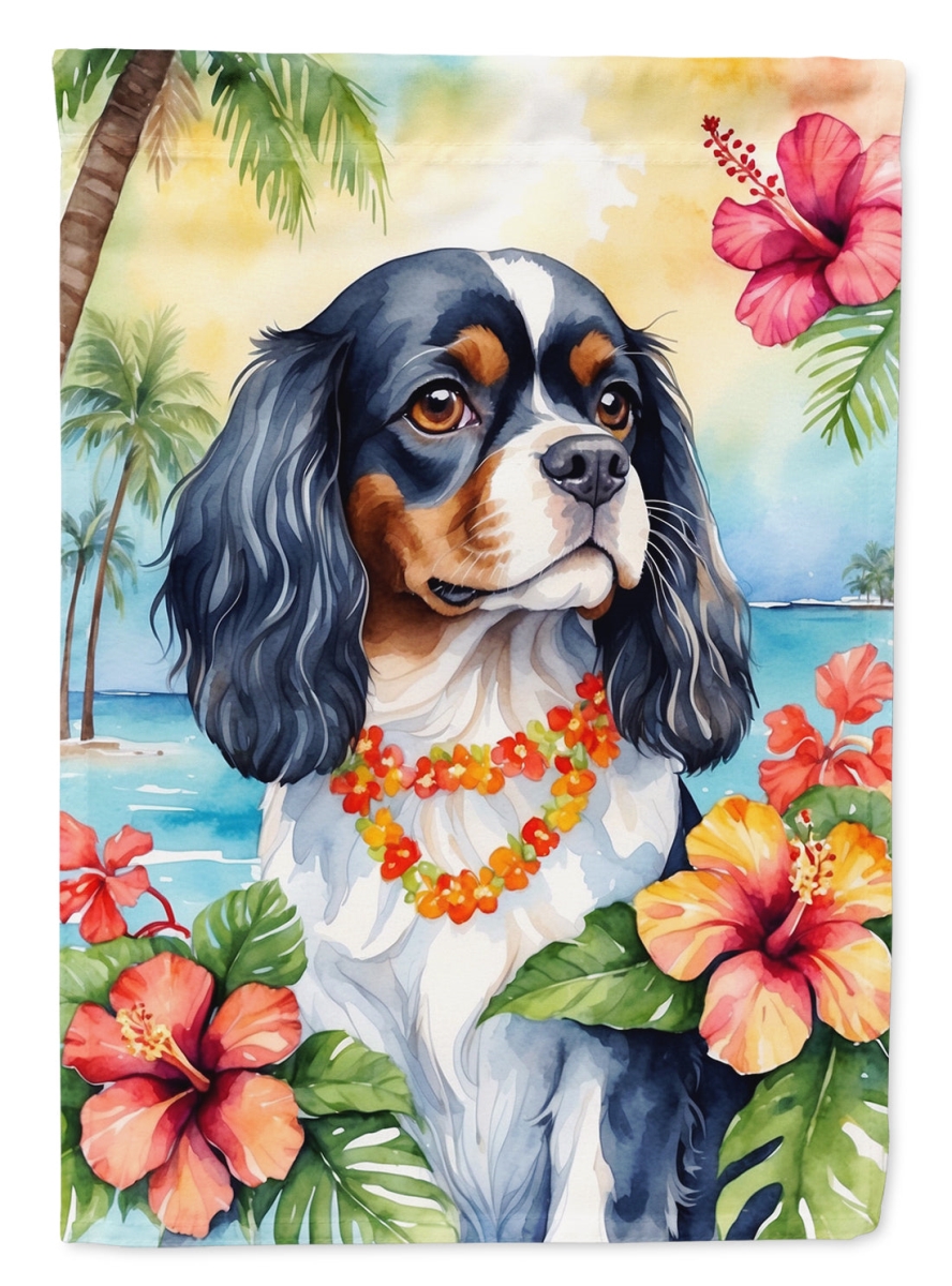 15.5 x 11.25 in. Cavalier Spaniel Luau Garden Flag