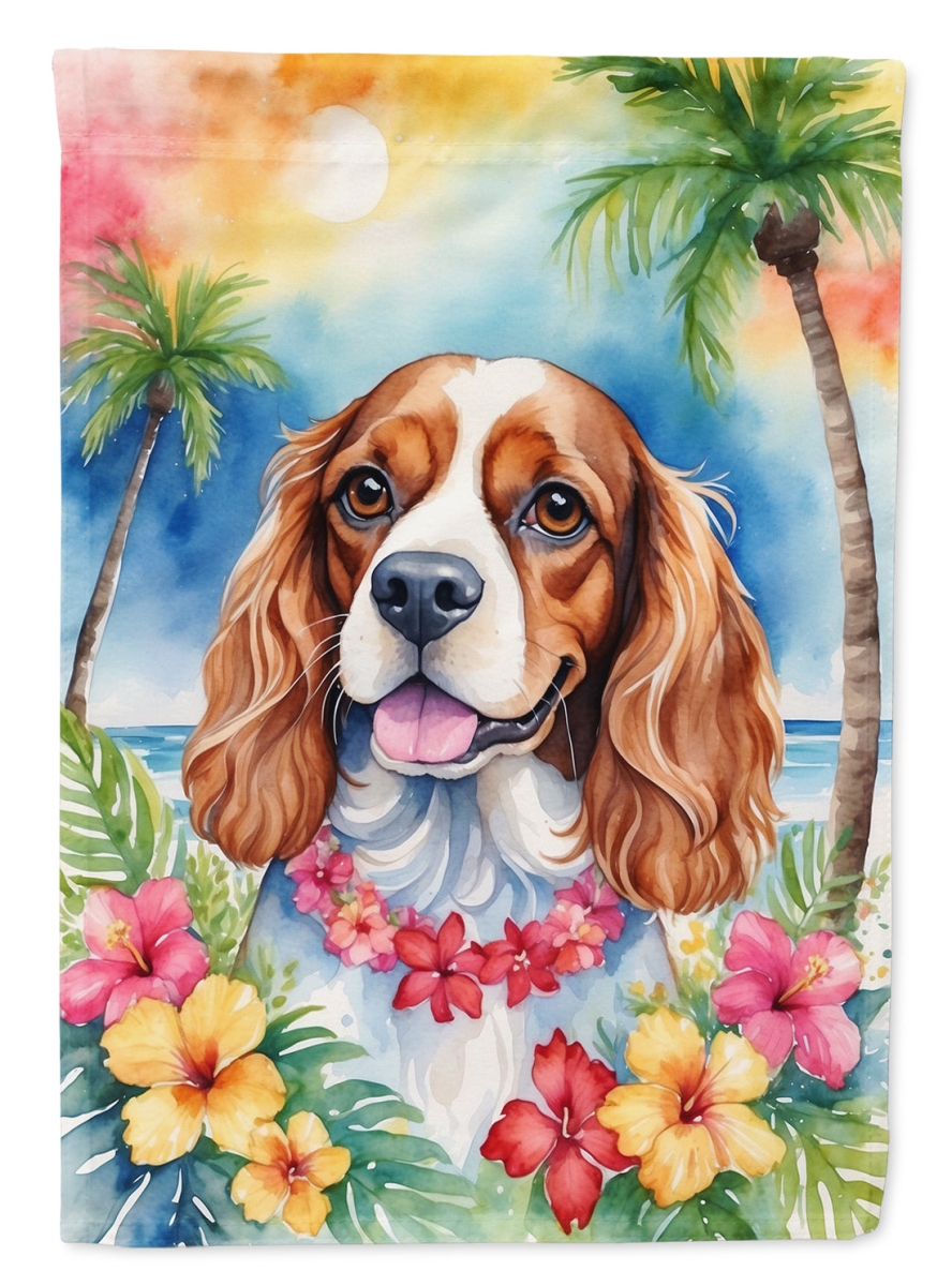15.5 x 11.25 in. Cavalier Spaniel Luau Garden Flag