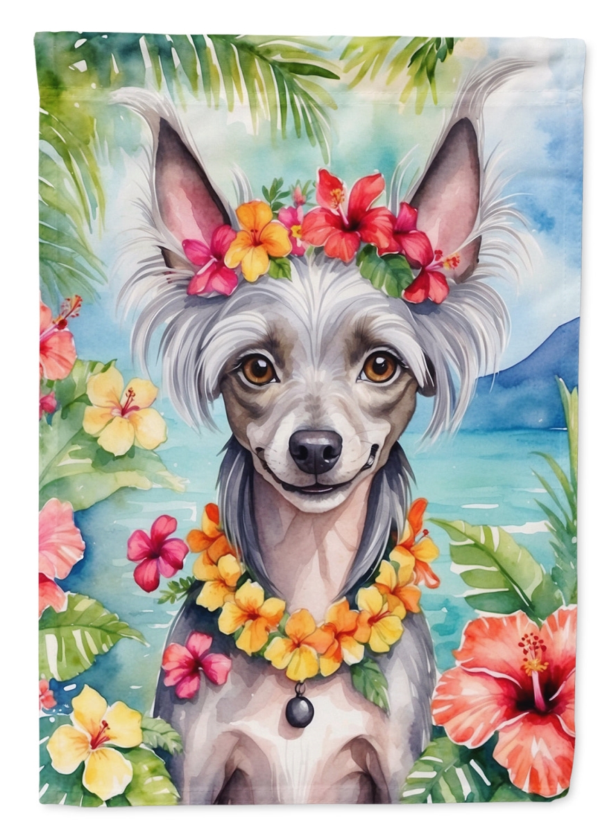 15.5 x 11.25 in. Chinese Crested Luau Garden Flag