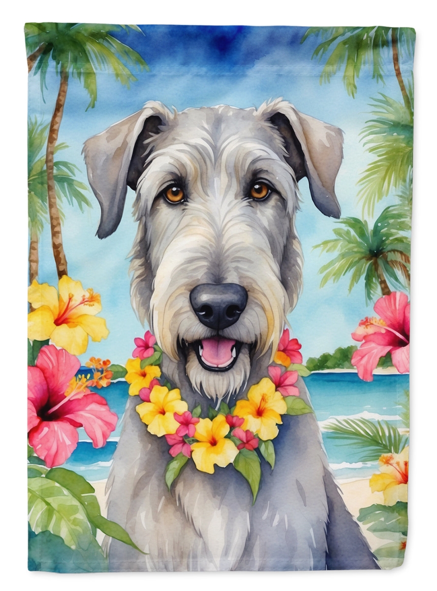 40 x 28 in. Irish Wolfhound Luau House Flag