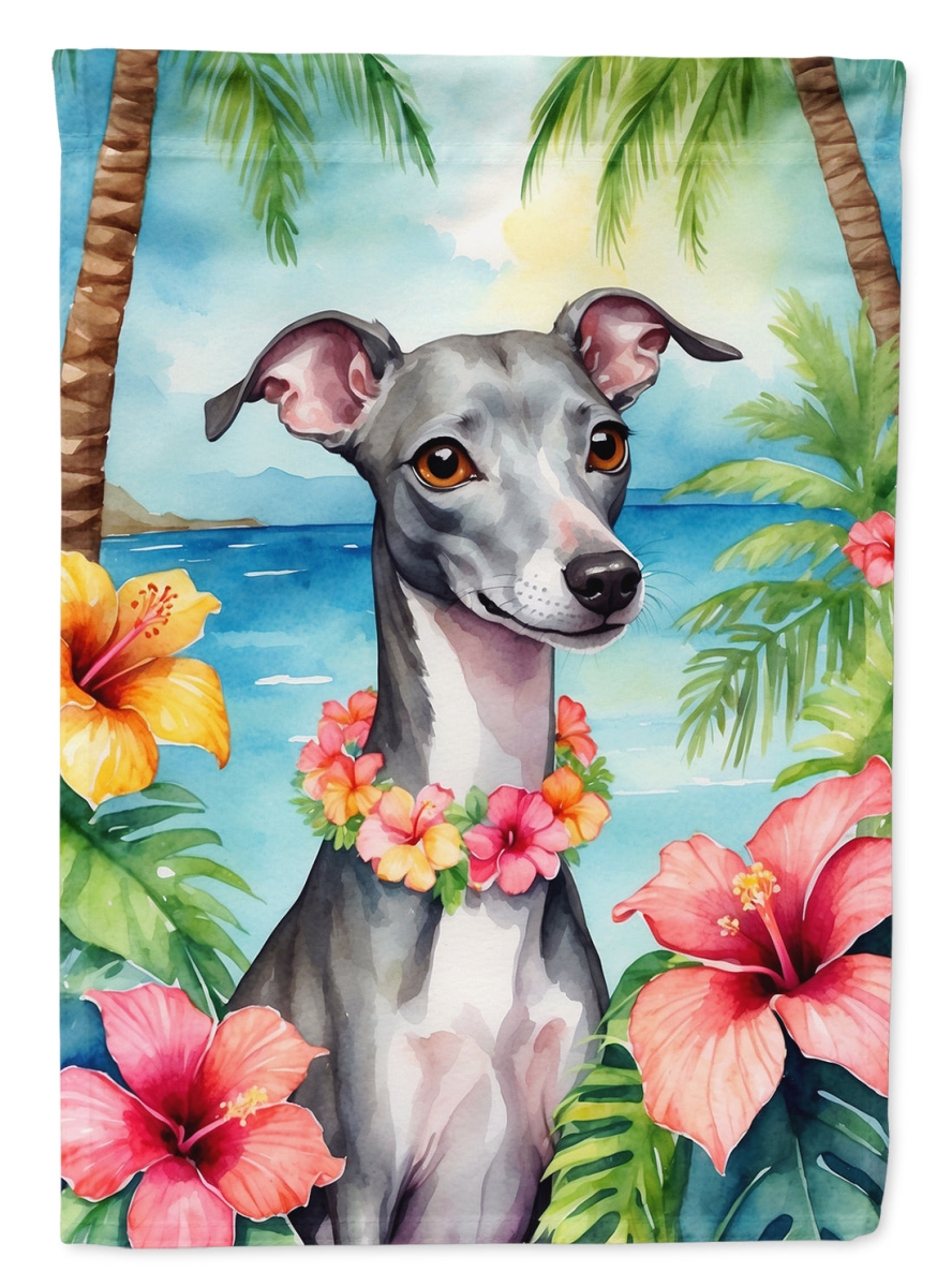 40 x 28 in. Italian Greyhound Luau House Flag