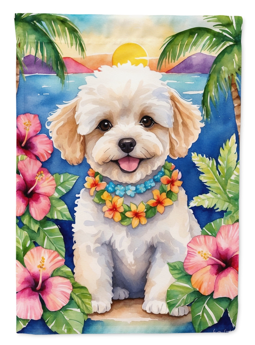DAC6473CHF 40 x 28 in. Maltipoo Luau House Flag
