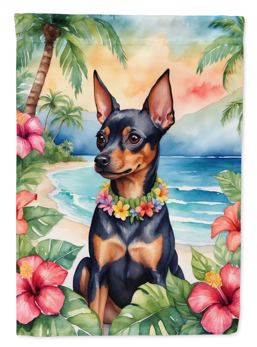DAC6476CHF 40 x 28 in. Miniature Pinscher Luau House Flag