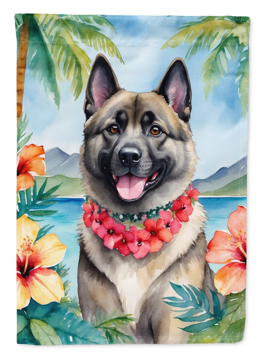 40 x 28 in. Norwegian Elkhound Luau House Flag