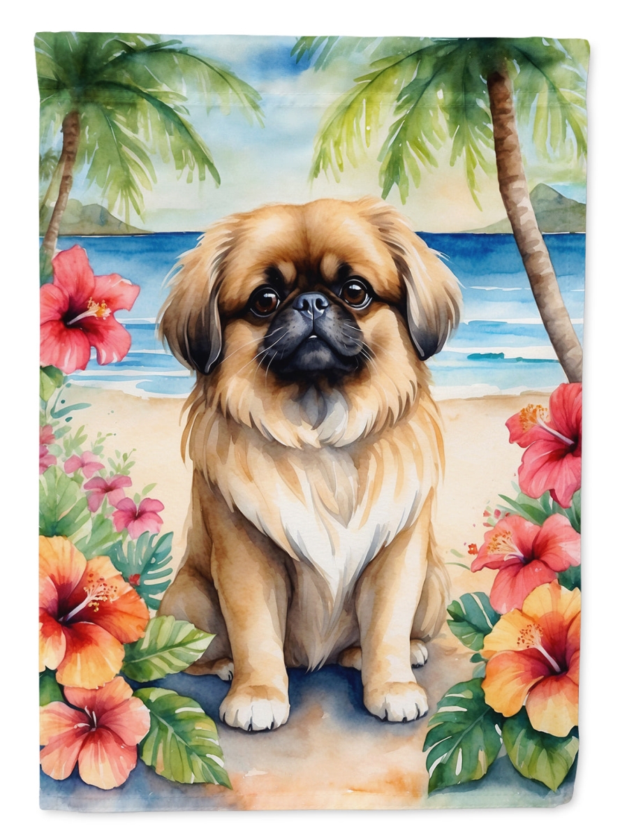 40 x 28 in. Pekingese Luau House Flag