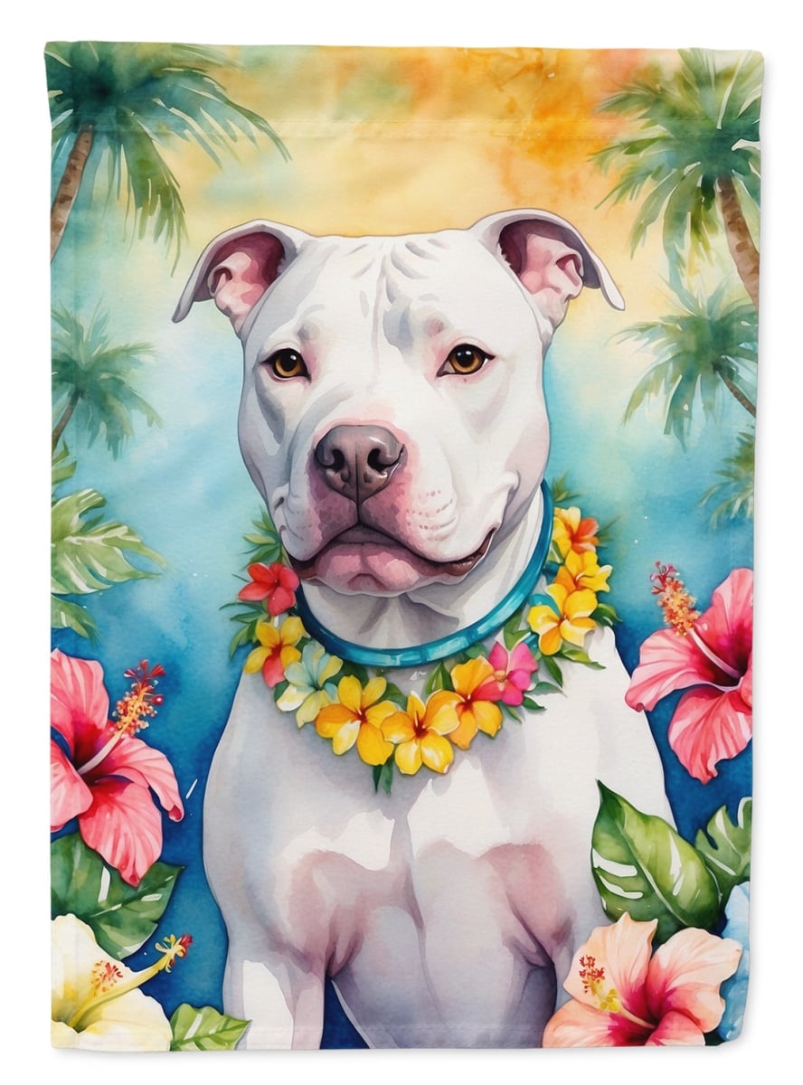 DAC6489CHF 40 x 28 in. Pit Bull Terrier Luau House Flag