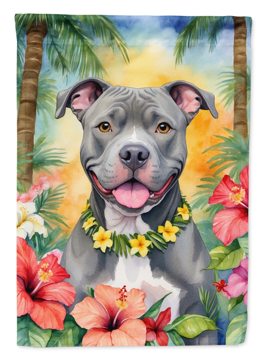 40 x 28 in. Pit Bull Terrier Luau House Flag