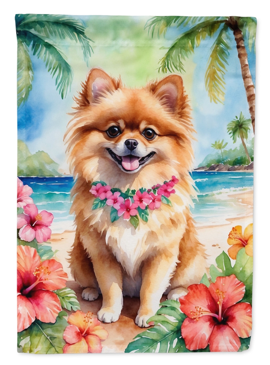 40 x 28 in. Pomeranian Luau House Flag