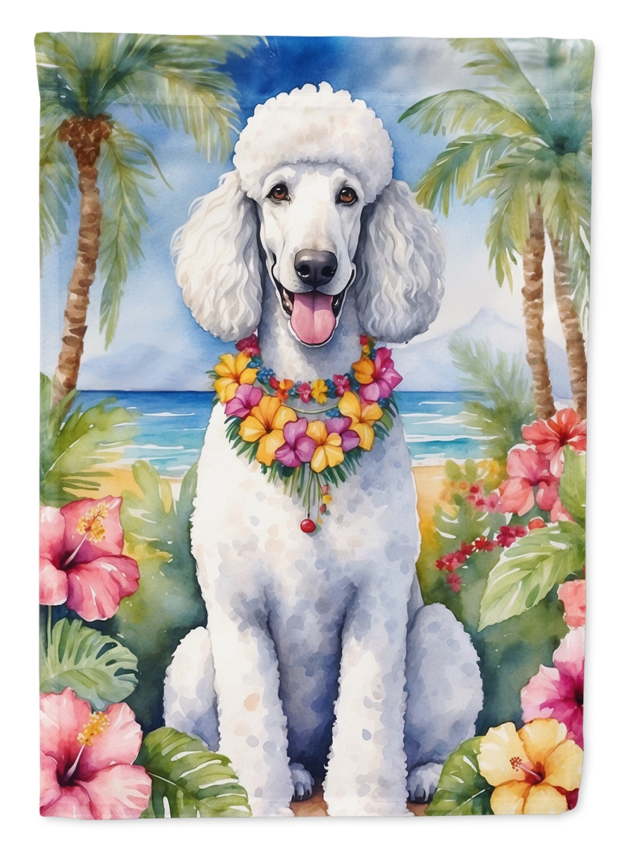 DAC6495CHF 40 x 28 in. White Poodle Luau House Flag