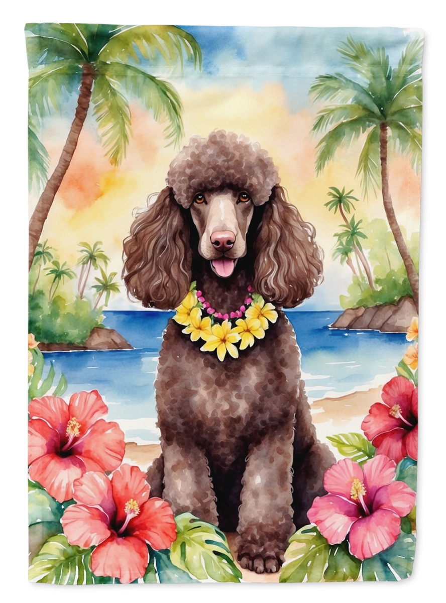 DAC6499CHF 40 x 28 in. Chocolate Poodle Luau House Flag