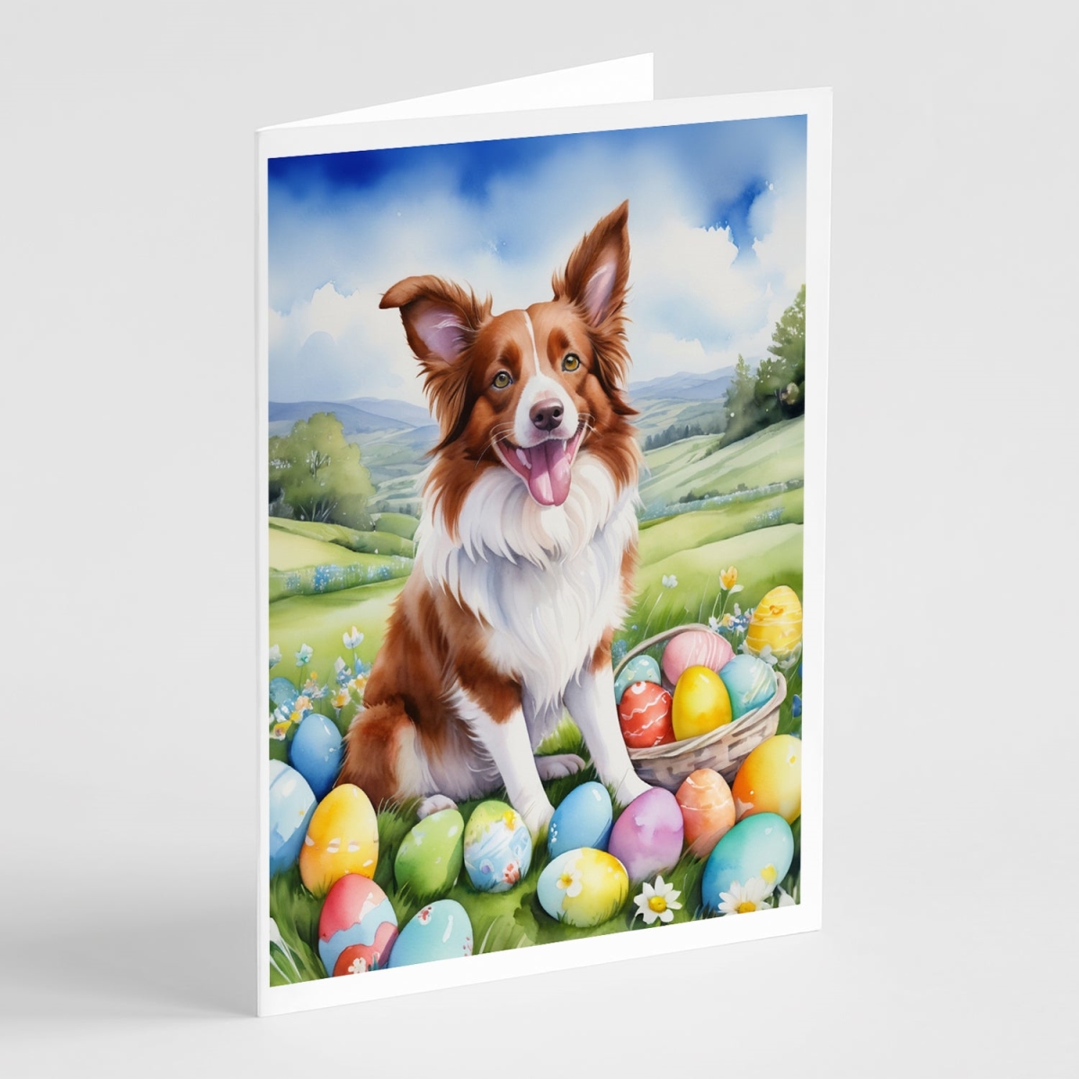 5 x 7 in. Border Collie Easter Egg Hunt Greeting Cards - Pack of 8