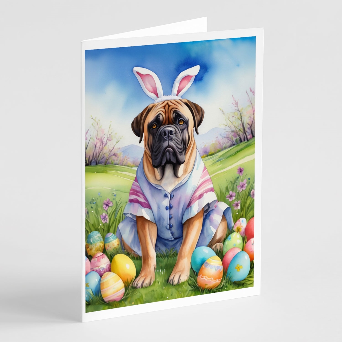 5 x 7 in. Bullmastiff Easter Egg Hunt Greeting Cards - Pack of 8