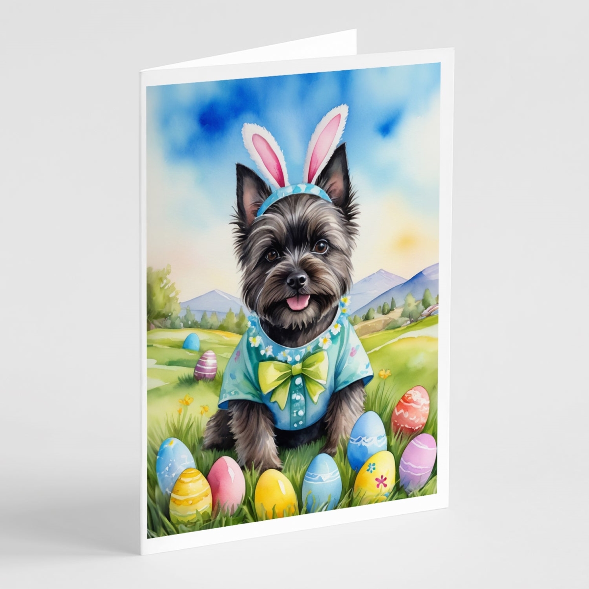 5 x 7 in. Cairn Terrier Easter Egg Hunt Greeting Cards - Pack of 8