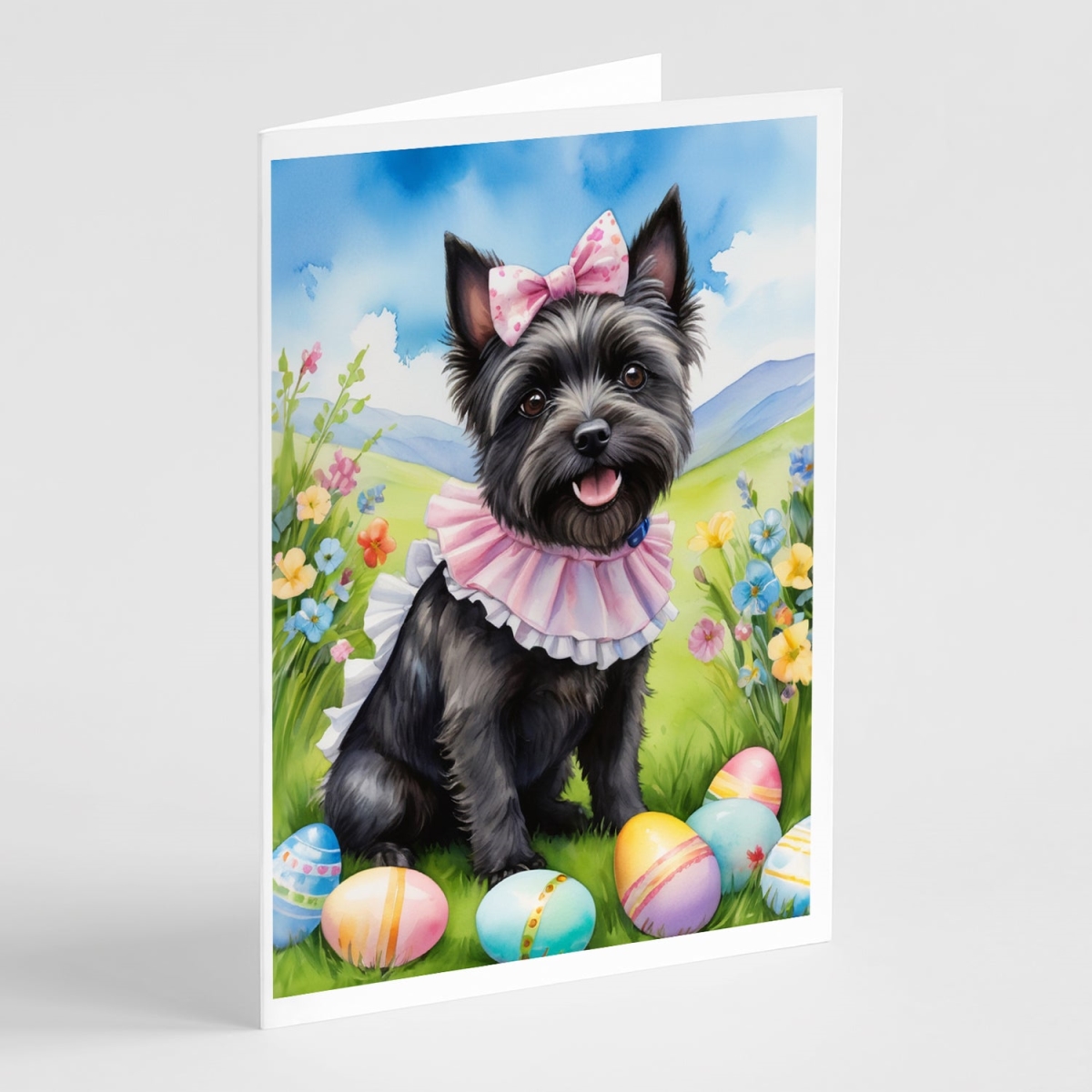 5 x 7 in. Cairn Terrier Easter Egg Hunt Greeting Cards - Pack of 8