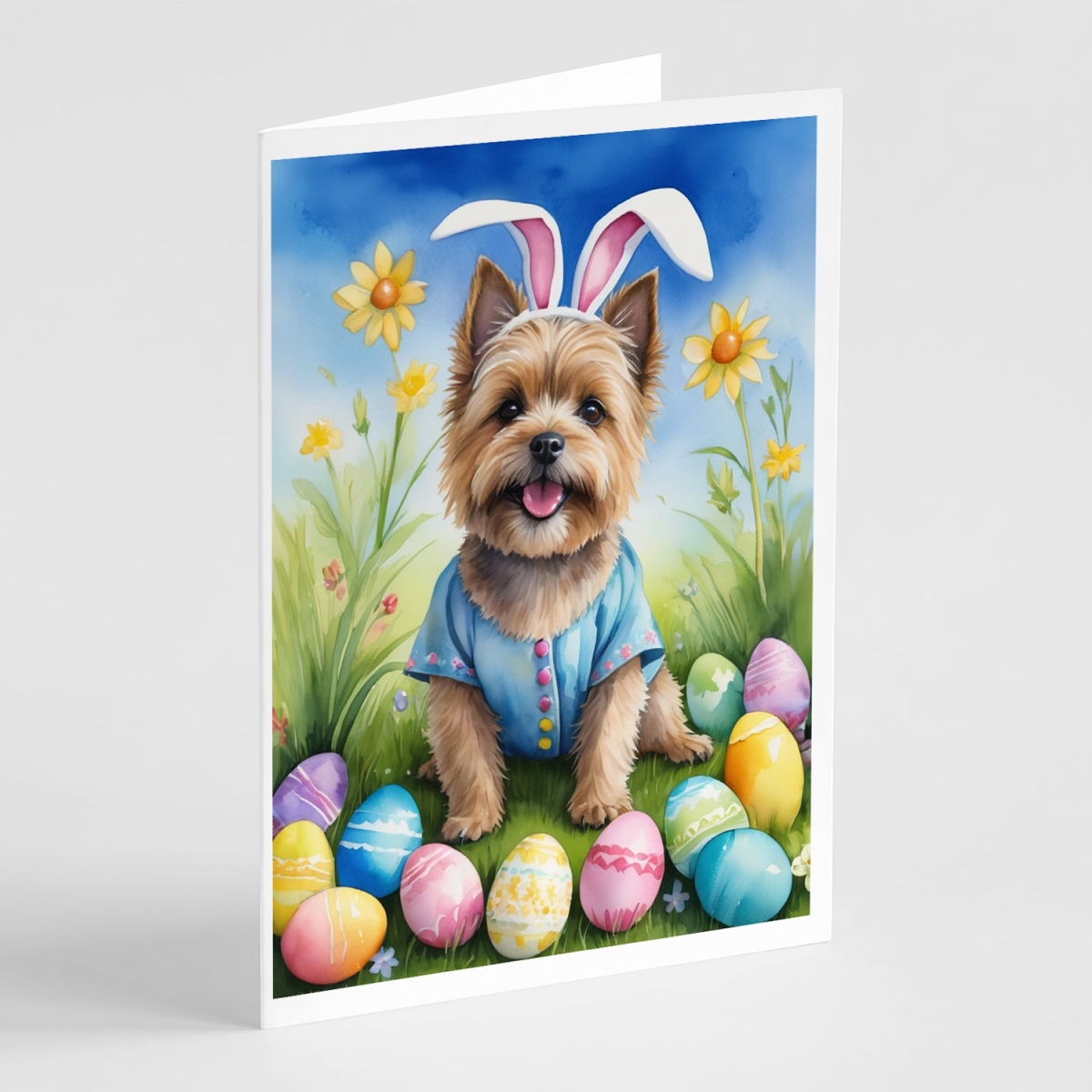 5 x 7 in. Cairn Terrier Easter Egg Hunt Greeting Cards - Pack of 8