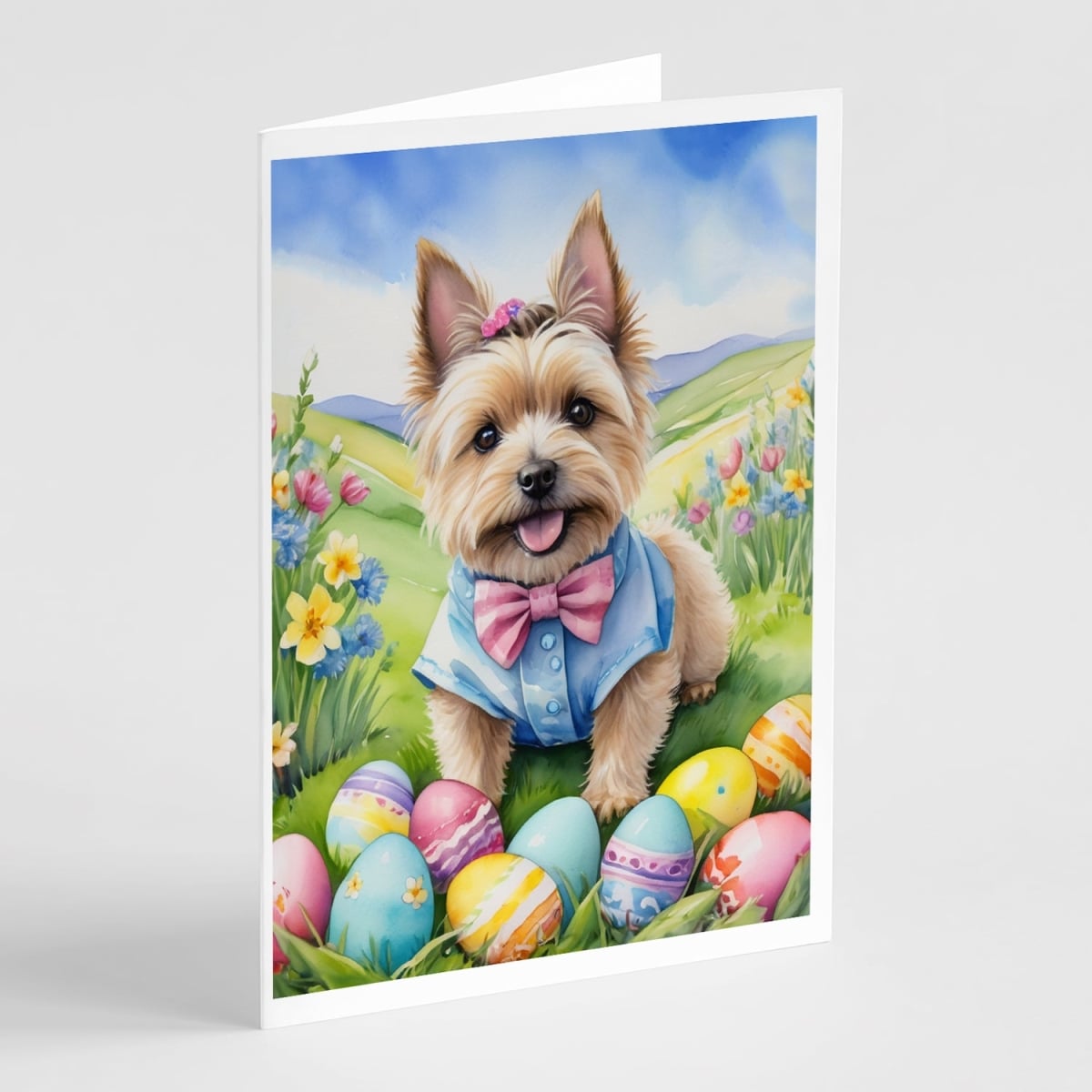5 x 7 in. Cairn Terrier Easter Egg Hunt Greeting Cards - Pack of 8