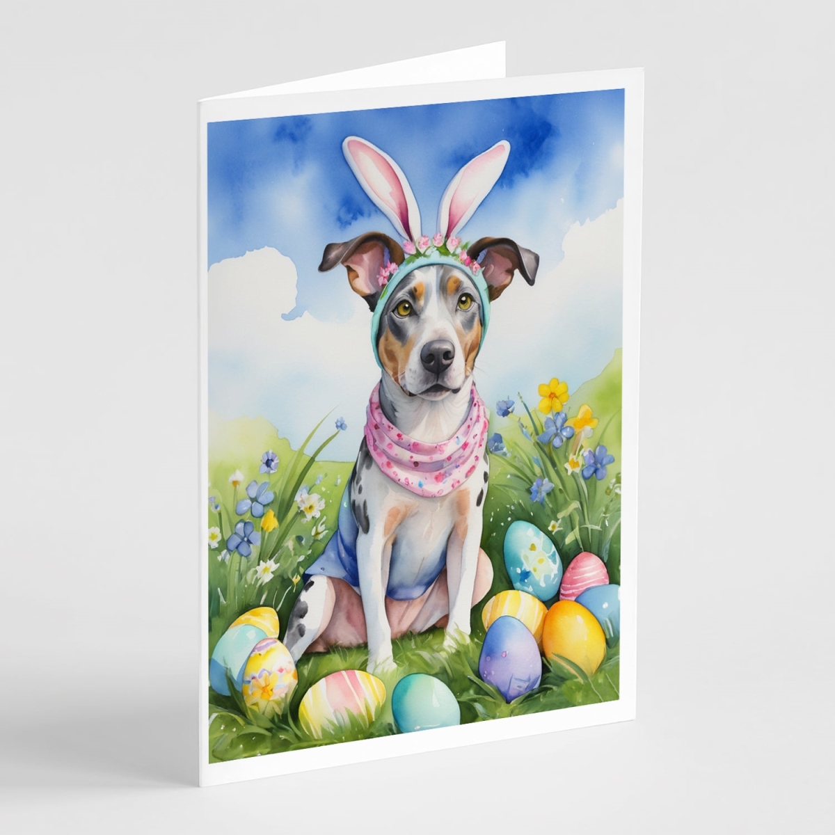 5 x 7 in. Catahoula Easter Egg Hunt Greeting Cards - Pack of 8