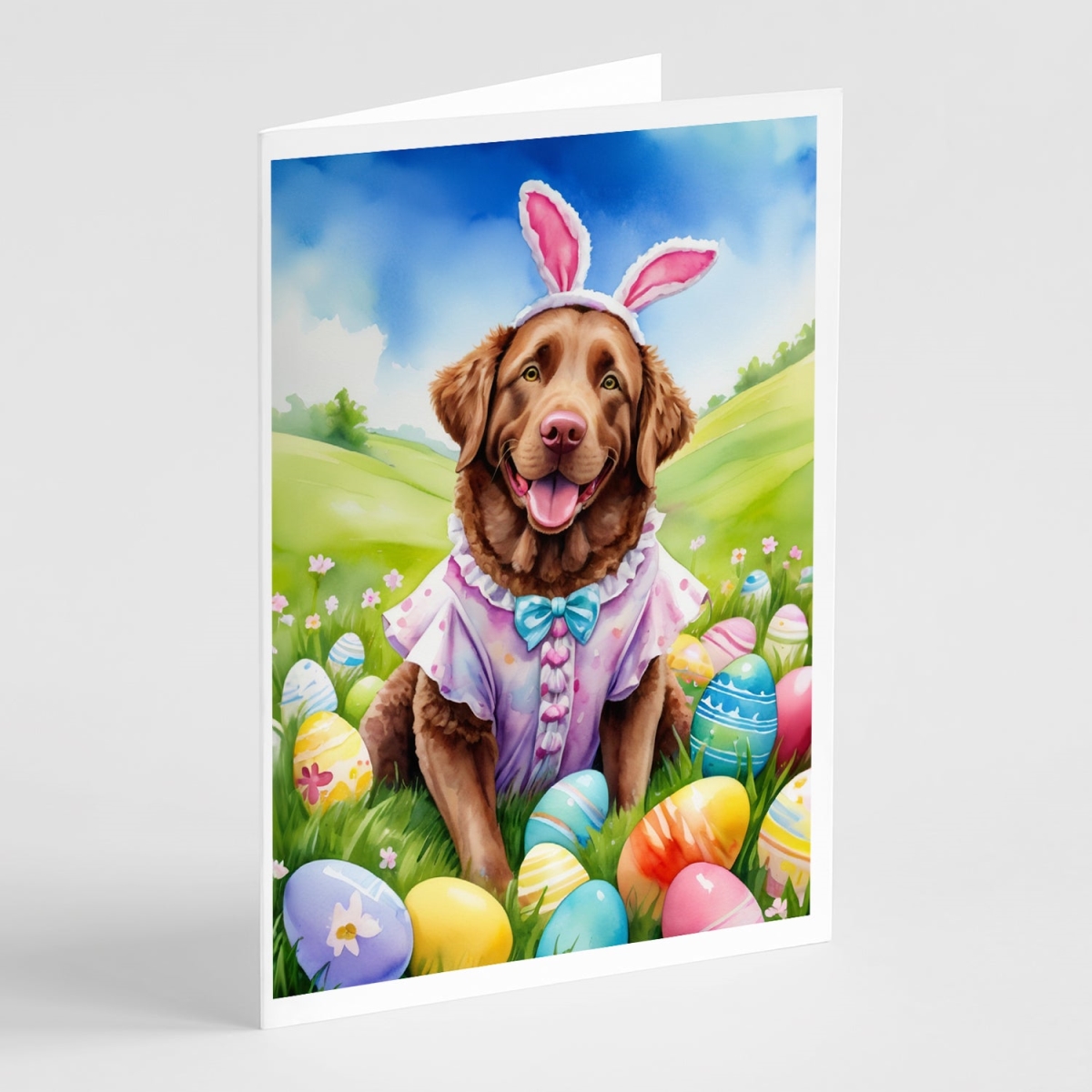 DAC4985GCA7P 5 x 7 in. Chesapeake Bay Retriever Easter Egg Hunt Greeting Cards - Pack of 8